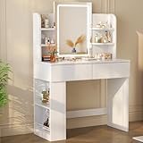 Devoko Schminktisch mit LED-Beleuchtung Spiegel, 3 Farben Verstellbarer...