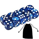 10 Stücke Würfel Blau, 16Mm W6 Würfel, Blau Schwarz, Würfel D6, For...