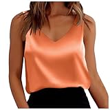 callmo Damen Satin Tank Top Strap Basic Cami Sommer Weste Shirt Läsiges...