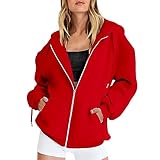 Hoodies für Damen, Reißverschluss, übergroß, dünn, leicht,...