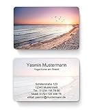 100 Visitenkarten, laminiert, 85 x 55 mm, inkl. Kartenspender - Strand Meer...