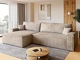 BROMARKT Sofa mit Schlaffunktion Couch L Cordstoff Sofa Bettkasten...