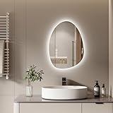 S'AFIELINA Spiegel mit Beleuchtung Asymmetrischer LED Badspiegel 60 x 45 cm...