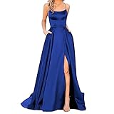 Kleider Festlich Damen Falten Hochzeit Party Kleider Mit Schlitz Satin...