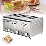 Toaster 6 Scheiben, Gewerbe Toaster Edelstahl mit 7 Bräunungsstufen und...