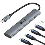 acer USB C Hub 10Gbps mit Typ-C 100W Stromversorgung, Ultra Slim 4* USB-C...