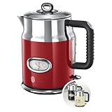 Russell Hobbs Wasserkocher [1,7l, 2400W] Retro Rot und polierter Edelstahl...