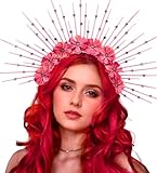 Roaring Good Time Halo Krone Spiked Crown Stirnband Rosa Sunburst Zip Tie...