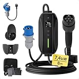 dé Ladekabel Typ 2 CEE Stecker 7,4kW [1-phasig|8m|6-32A] mit Einstellbarer...