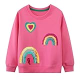 Dioshark Mädchen Sweatshirt Baumwolle Weich Pullover Regenbogen Herz...
