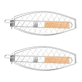 COLLBATH 2 Stück Pack Faltbarer Fischgrillkorb aus Edelstahl mit...