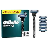 Gillette Mach3 Nassrasierer Herren, Rasierer + 6 Rasierklingen mit 3-fach...