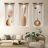 3er Pack 3D Wandaufkleber Wohnzimmer 3D Vase Wandaufkleber PVC Abnehmbare...