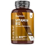 Vitamin B12-500mcg pro Tablette - 365 vegane Tabletten - 1 Jahr Vorrat -...