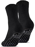 Stoeury 2 Paar ABS Socken mit Wolle Herren Damen, Thermosocken aus...
