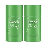 2 Pack Green Mask Stick,Grüner Tee Purifying Clay Stick Mask,Green Stick...