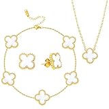 GUBOOM Vierblättriges Kleeblatt Schmuck Set, 18K Vergoldet Vierblättriges...