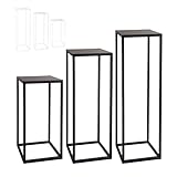 Natural Goods Berlin 1x Blumenständer Metall schwarz 70 cm / eckiger Deko...