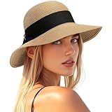 JazRvr Sonnenhut Damen, Strohhut Damen Sommer, Faltbarer Sommerhut für...