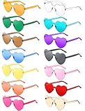 Daover 14 Paar Herz Sonnenbrille, Bunte Herzbrille Partybrille, Lustige...