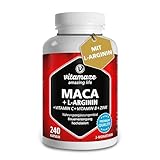 Maca Kapseln hochdosiert + L-Arginin + Vitamine + Zink, 240 Kapseln, Pulver...