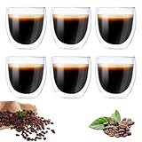 6er Set Doppelwandige Espressotassen, 80ml Espresso Gläser, Mokkatassen...
