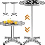 Casaria 2er Set Stehtisch Höhenverstellbar 70cm / 115cm Hoch Stabil...