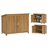 Outsunny Gartenschrank Holz, wetterfest 110x50x85cm Gartenschuppen, Outdoor...