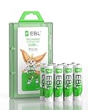 EBL AAA Akku 1100mAh 8 Stück - wiederaufladbare Batterien AAA, Typ NI-MH...