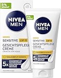 NIVEA MEN Sensitive Gesichtspflege Creme mit LSF 15, 24h Feuchtigkeitscreme...