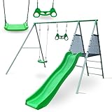 HyperMotion XXL Gartenspielplatz für Kinder 3+, Schaukel, Gymnastiktrapez...