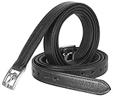 Equinate Leder Steigbügelriemen Superior mit Edelstahlschnallen Schwarz...