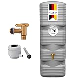 4rain Quadro Regentonne Komplett-Set 170 Liter betongrau inkl....