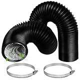 Onperpoe Abluftschlauch 100mm Länge 2m,Schwarz Flexibel PVC Alurohr...