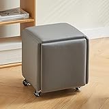 5-in-1 stapelbares Ottoman-Set, Würfelstuhl und Fußhocker aus Leder, mit...