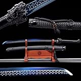 HJHUUA Black Tiger Katana,Manganstahlklinge,mit Massivholz umwickelte...