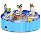 Hundepool, 160cm*30cm, Zusammenklappbarer Robuster Wasserdichter...