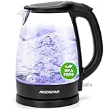 Aigostar Adam - Wasserkocher Glas 1,7 Liter, 2200 Watt, LED-Beleuchtung,...