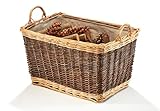 Kobolo Holztrage Holzkorb für Kaminholz - Weide - mit Jutestoff und Henkel...