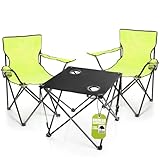 BigDean 2 Stück Campingstuhl mit Campingtisch faltbar – Faltstuhl in...