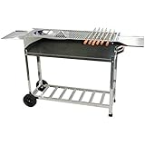 Edelstahl Grill BBQ Outdoor Holzkohlegrill mit Rollen Standgrill Mangal...