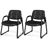HOMASIS 2er Set Konferenzstuhl, ergonomischer Besucherstuhl mit Armlehnen,...