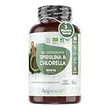 Bio Spirulina & Chlorella 3 Monate Vorrat 1500mg Pulver nur in 2 Kapseln...