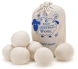 HANDY LAUNDRY Sheep Wool Dryer Balls Pack of 6 Premium 100% Natural XL...