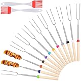 Teleskop Grillspieße Edelstahl 12 Stück,Grillbesteck Set für Camping...