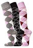 TippTexx 24 3/6 Paar unisex Reiter Socken, Reitstrümpfe in Karo Mustern...