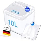 ZOBMIO 2er Set Wasserkanister, Wasserkanister mit Hahn 10 Liter,...
