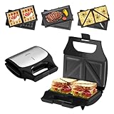 HOMELUX 3-in-1 Sandwichmaker Kontaktgrill Waffeleisen mit...