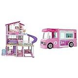 Barbie GNH53 Traumvilla Dreamhouse Adventures Puppenhaus mit 3 Etagen, 8...