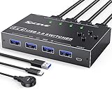 USB 3.0 Switch 4 PC,MLEEDA USB Switch 4 In 4 Out,USB KVM Umschalter für...